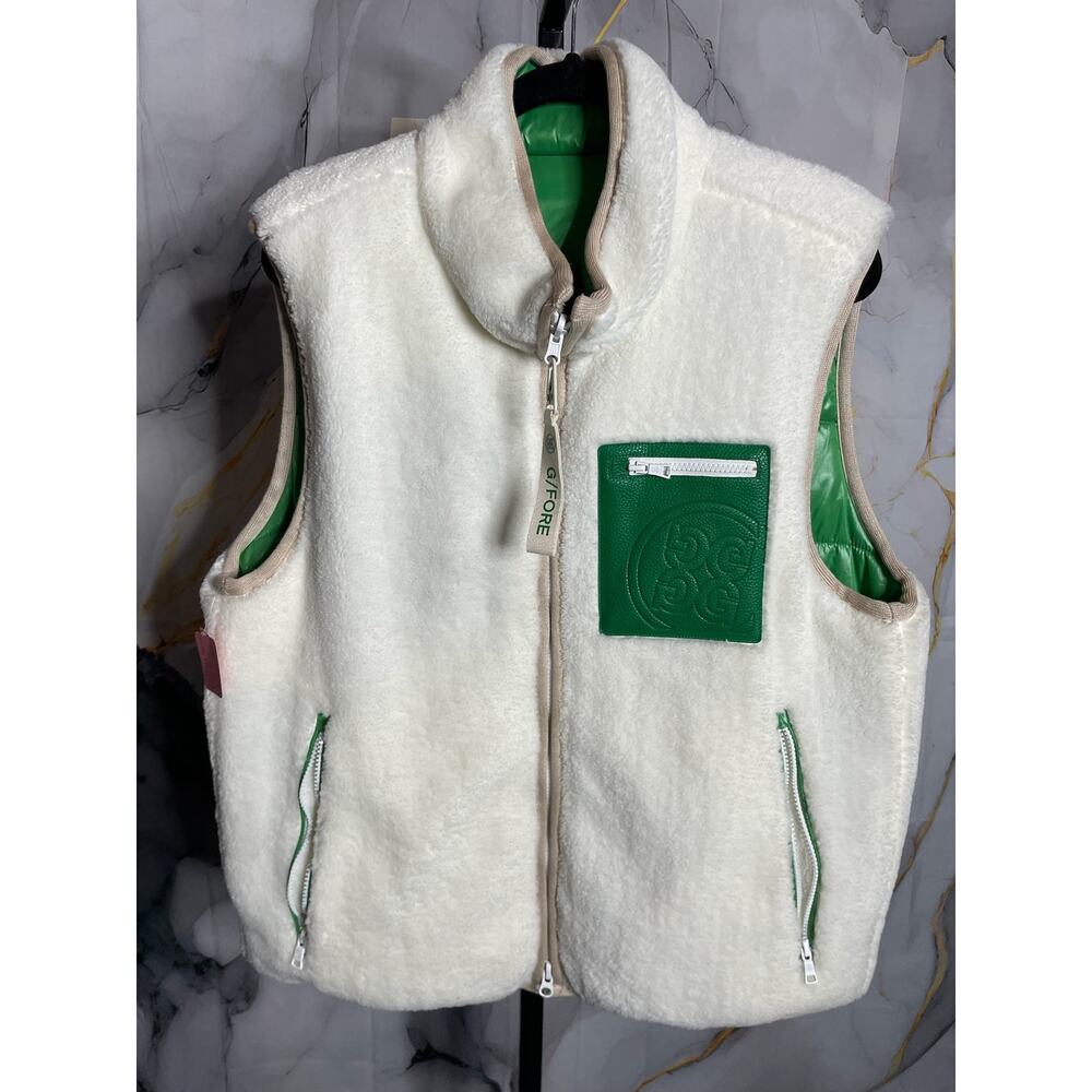 G/FORE Green Faux Fur Reversible Vest Sz. Large RARE